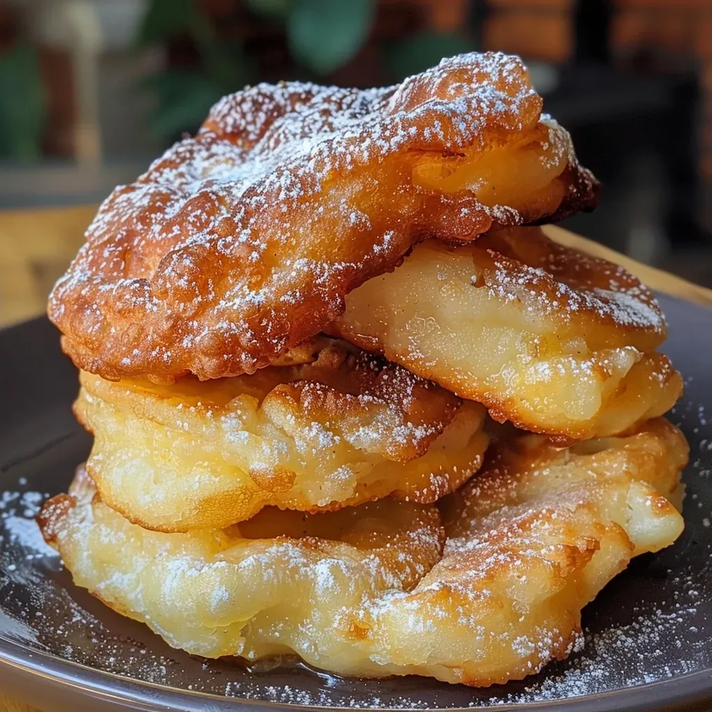 Primer plano de buñuelos de manzana recién horneados.