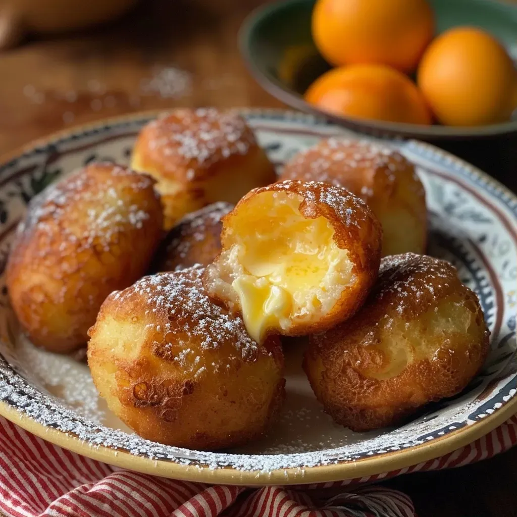 Buñuelos de viento rellenos de crema pastelera.