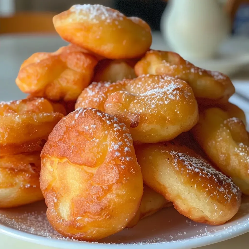 Close up de buñuelos de viento con crema pastelera en el interior.