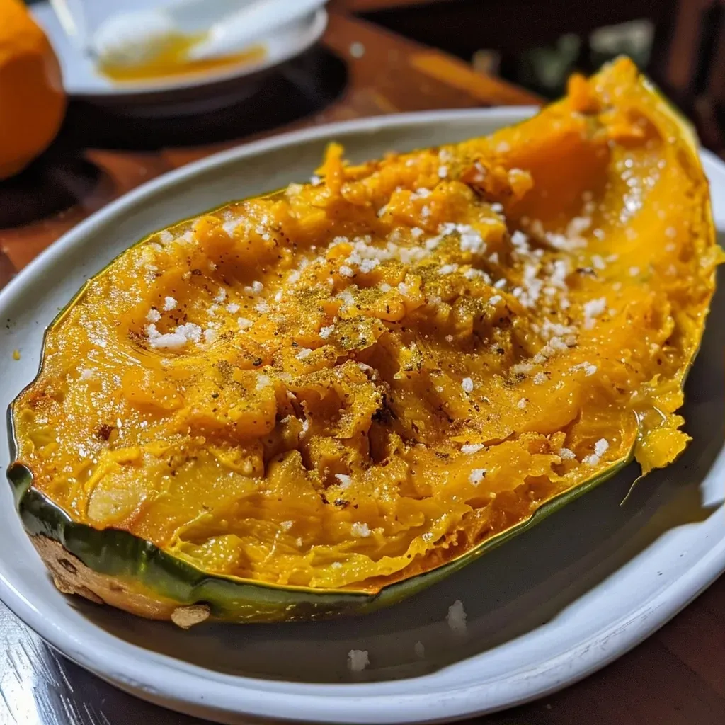 Primer plano de una calabaza en tacha dulce caramelizada.
