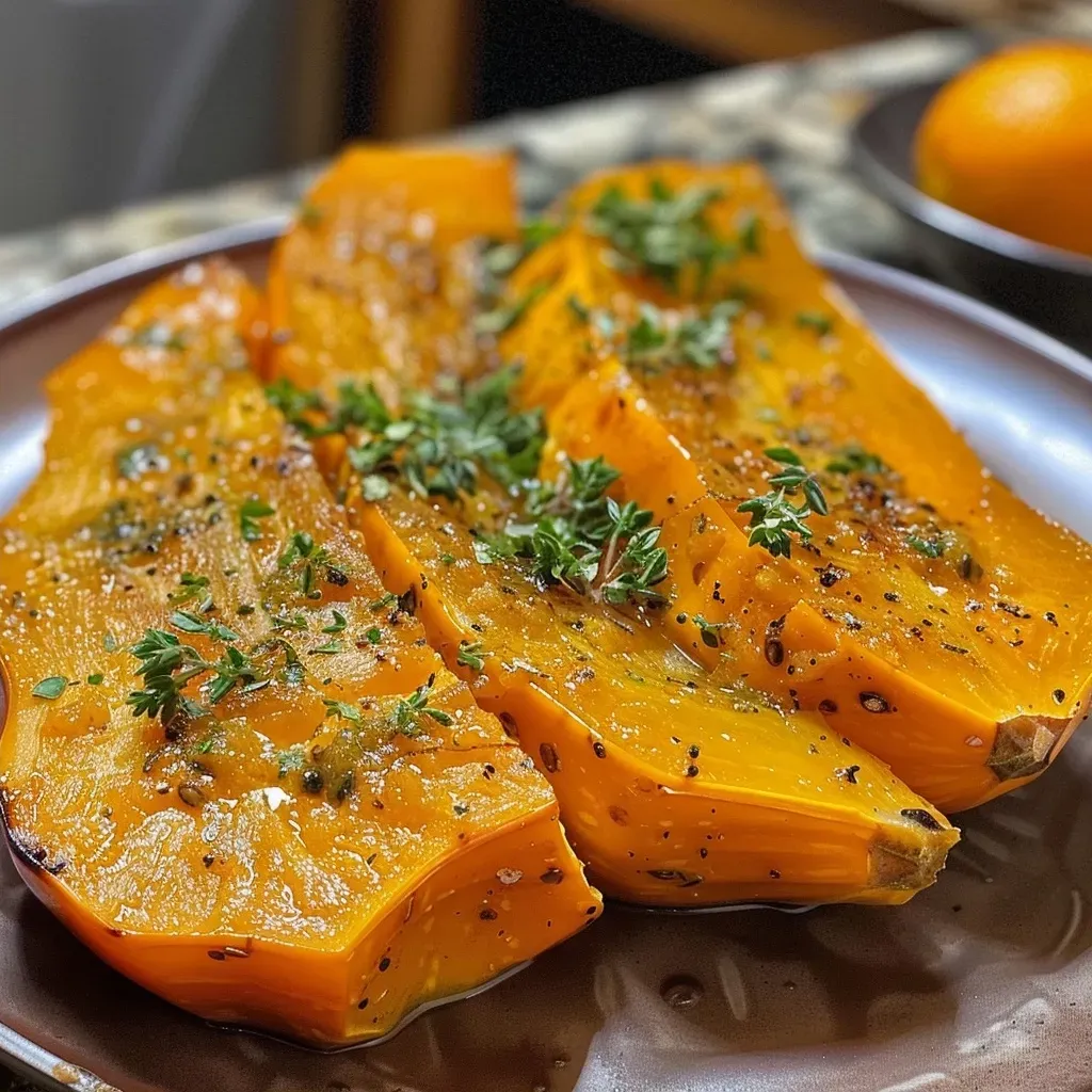 Calabaza en tacha servida con un jarabe de piloncillo.