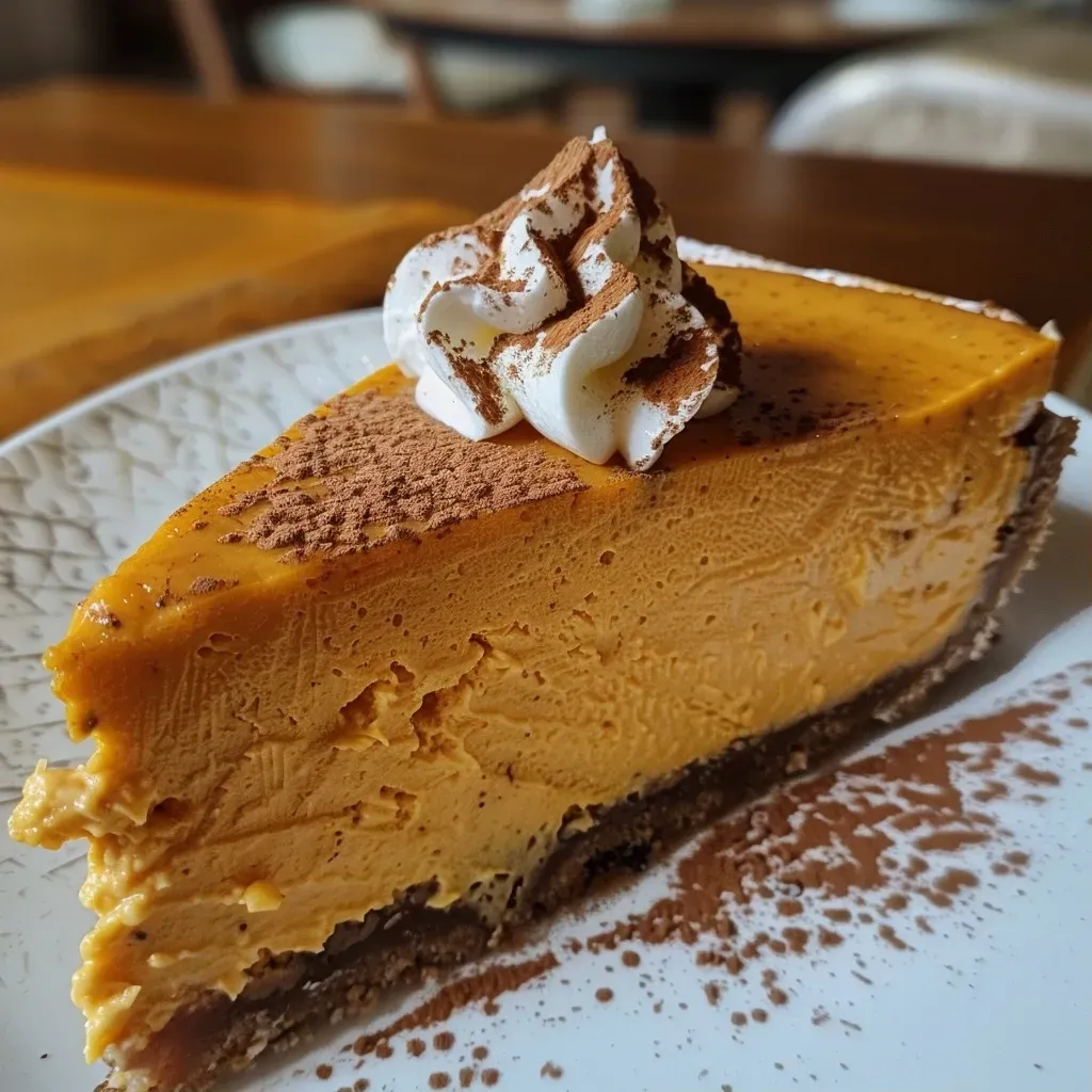 Cheesecake de calabaza proteico en primer plano.