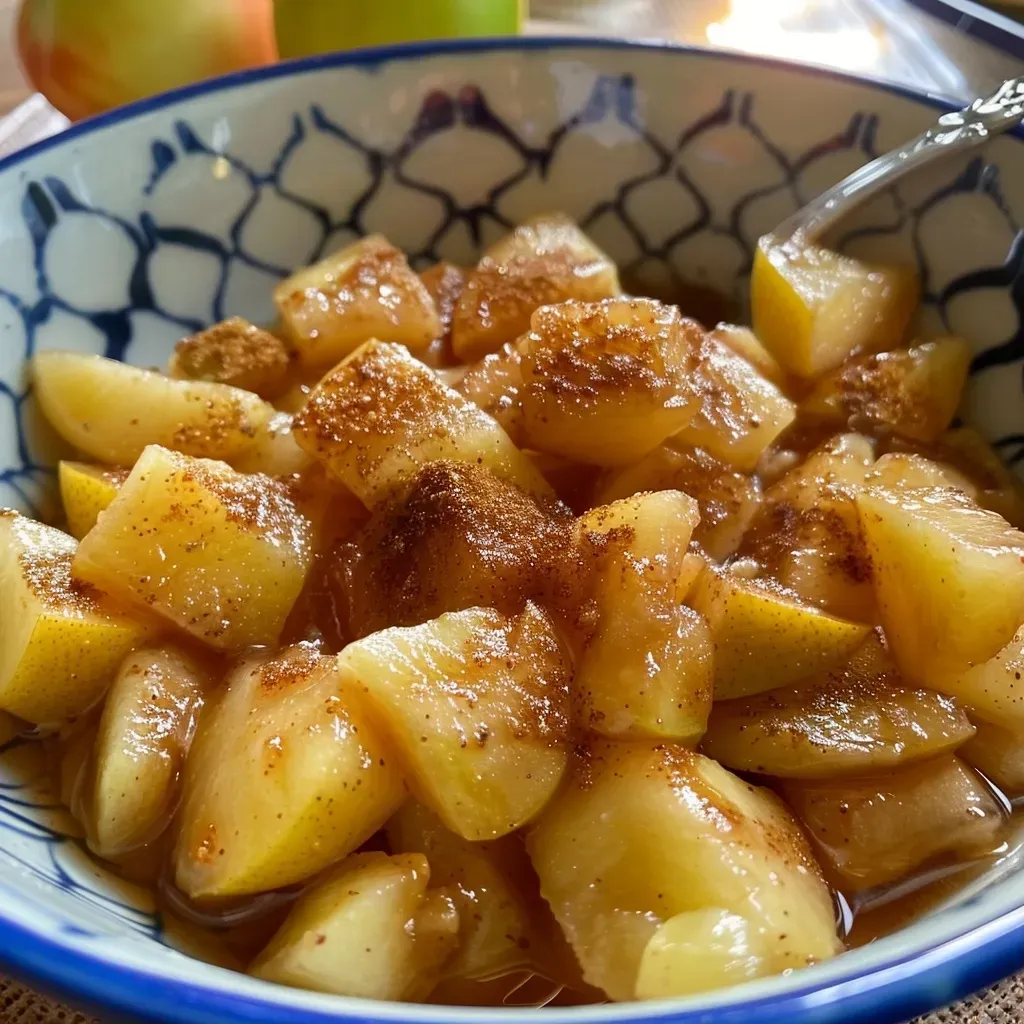 Compota de manzana casera en un bol, con canela.