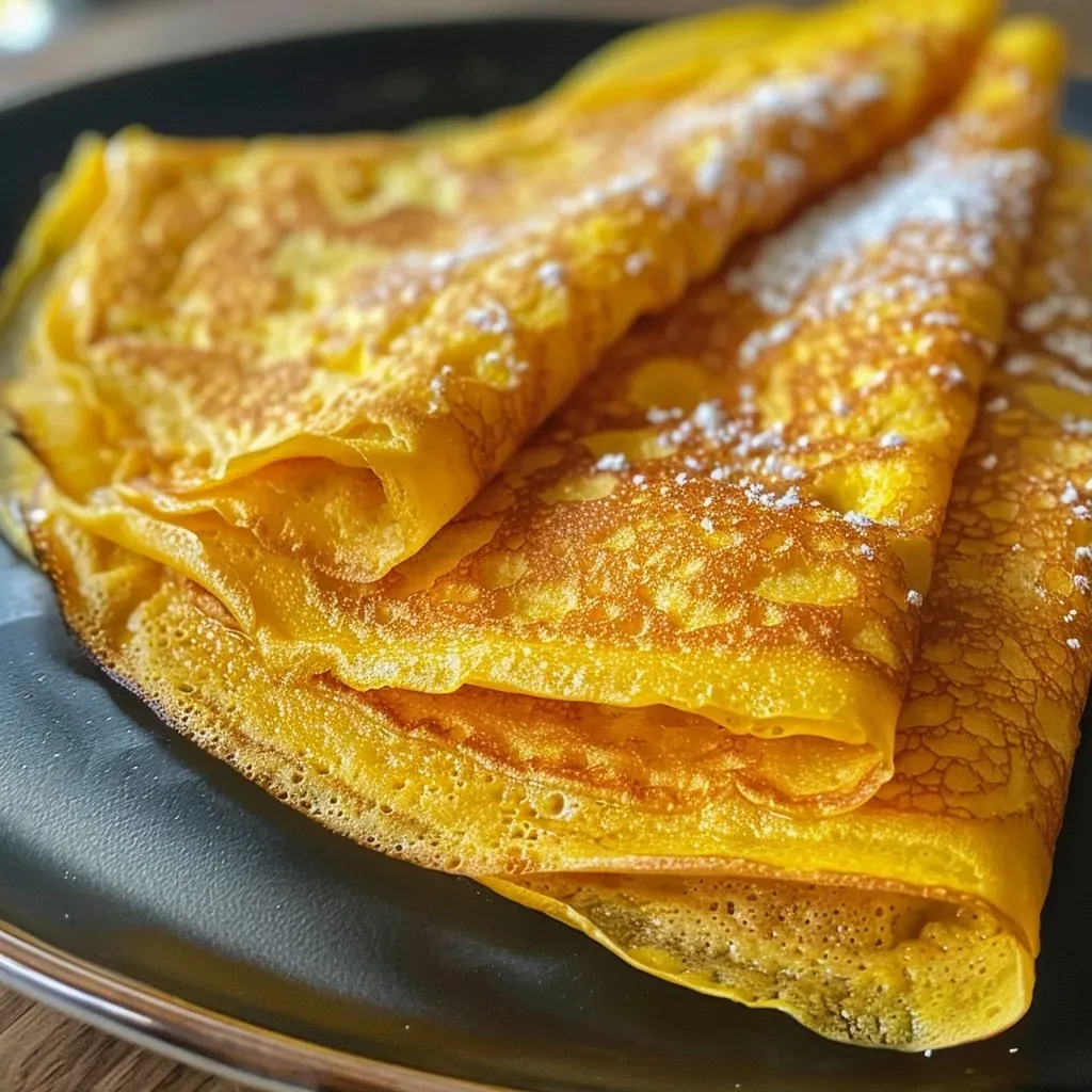 Crêpes de calabaza con relleno de queso crema.