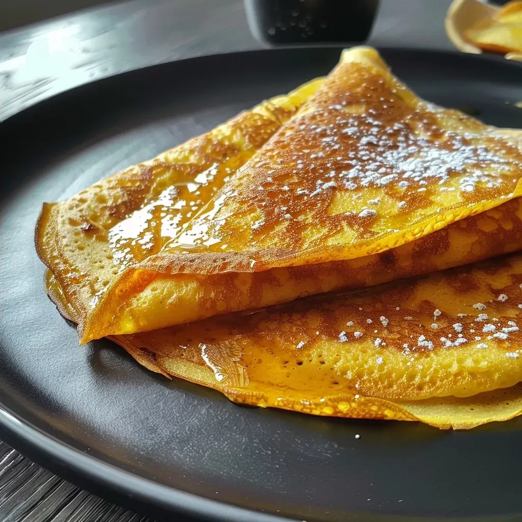 Primer plano de crêpes a la citrouille con textura apetitosa.