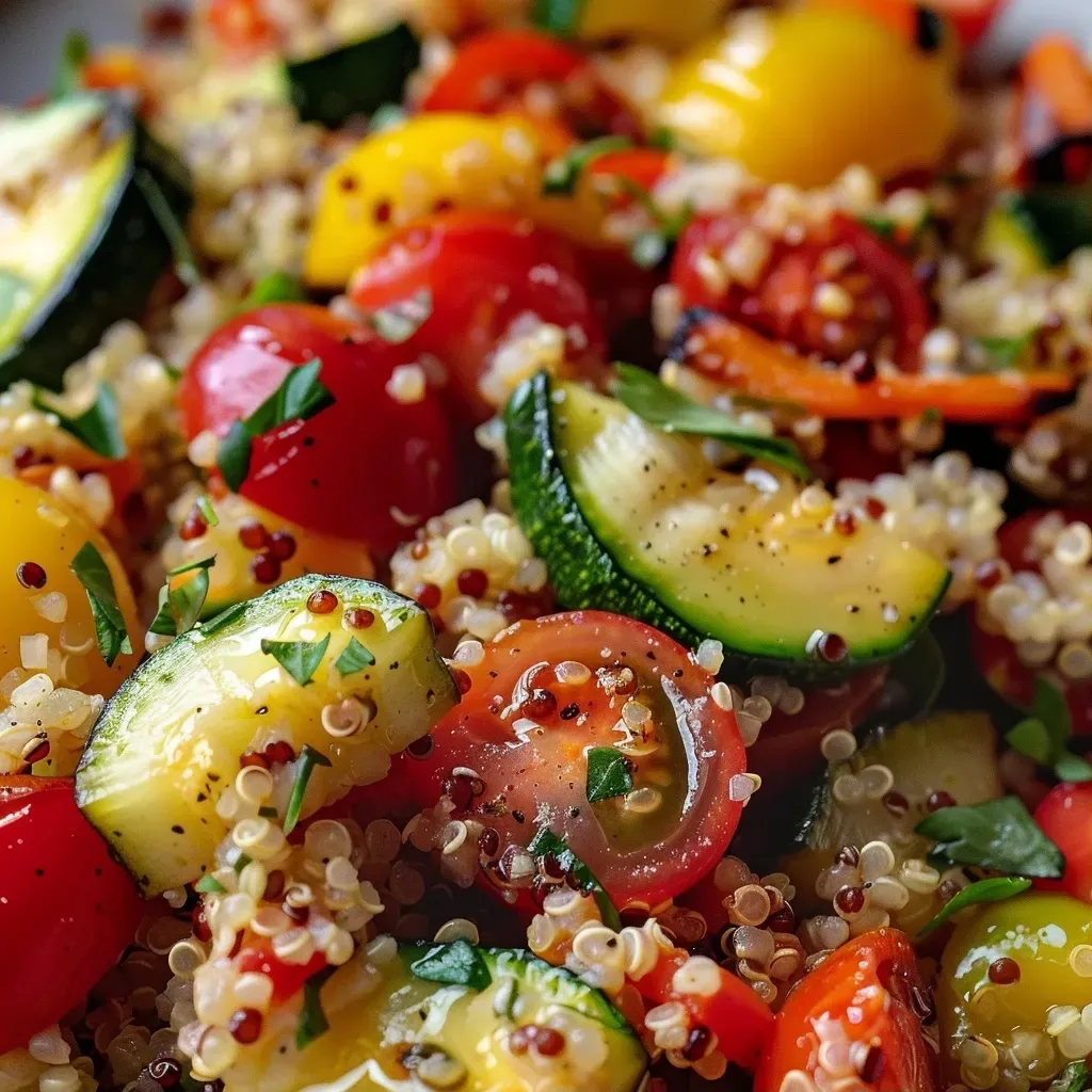 Cuencos de quinoa con verduras asadas coloridas.