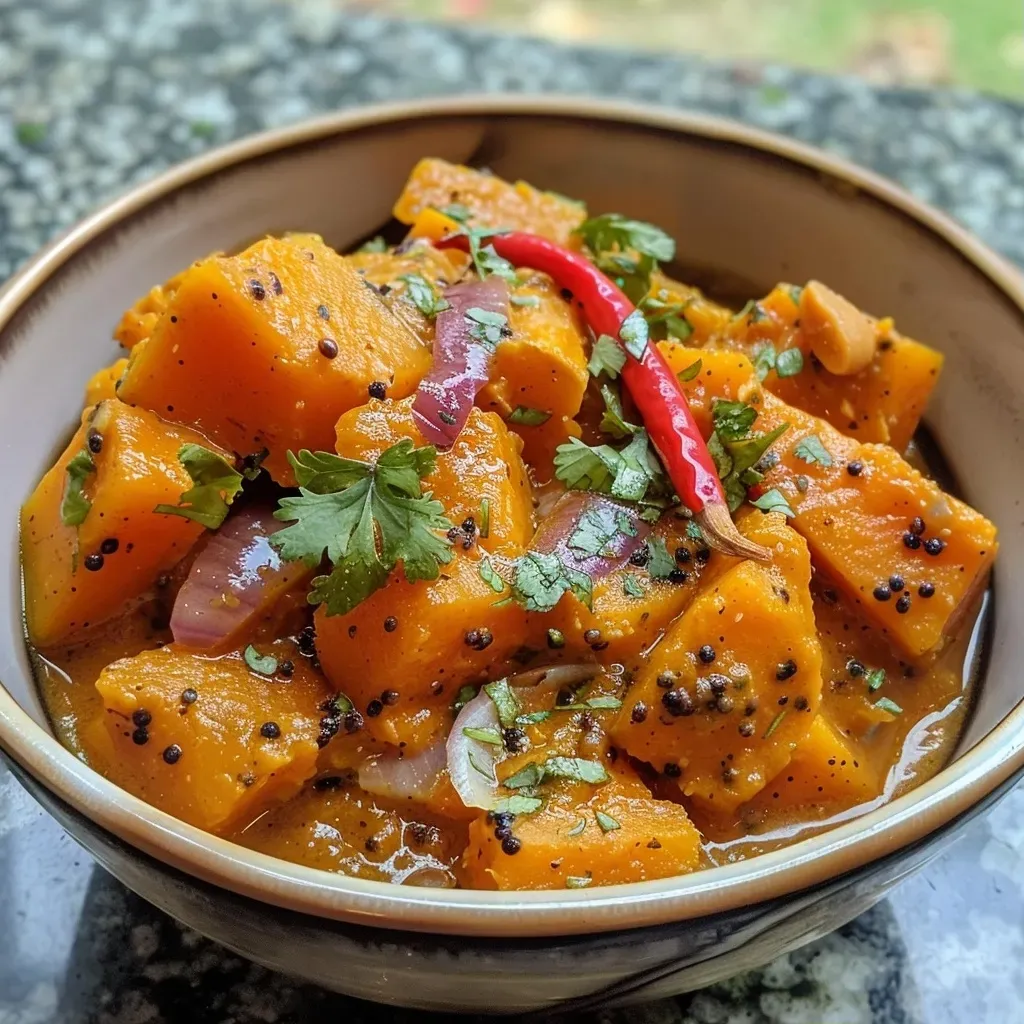 Curry de calabaza tailandés en un tazón.