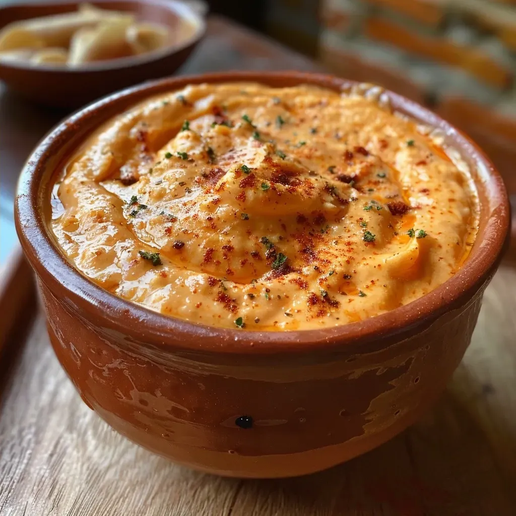 Primer plano de dip de queso crema calabaza con Doritos.