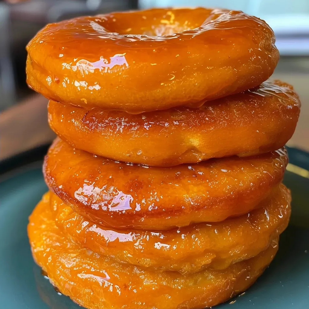 Primer plano de donas de calabaza glaseadas.