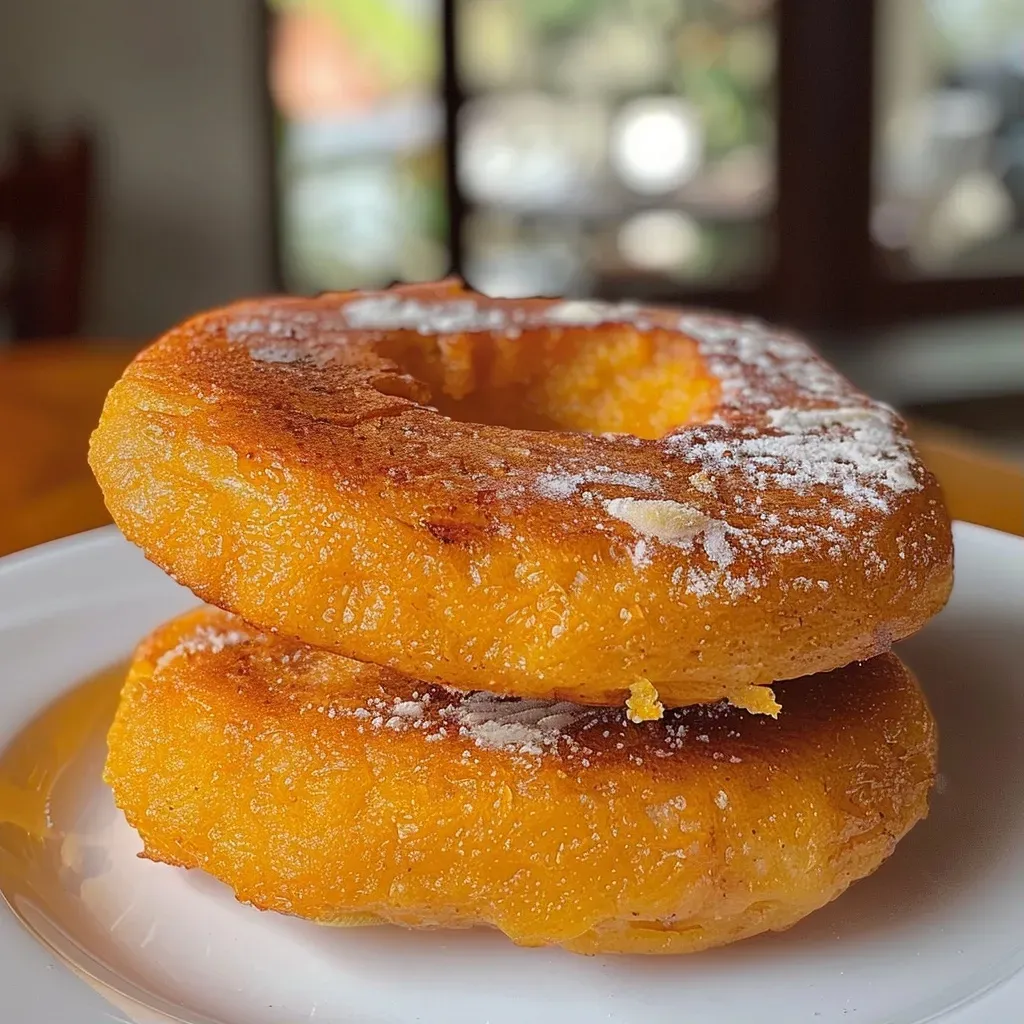 Donas horneadas de calabaza con glaseado, vista lateral.