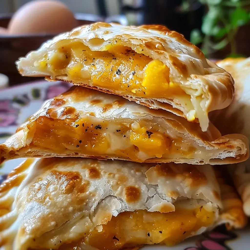 Empanadas de calabaza y queso, doradas y crujientes.