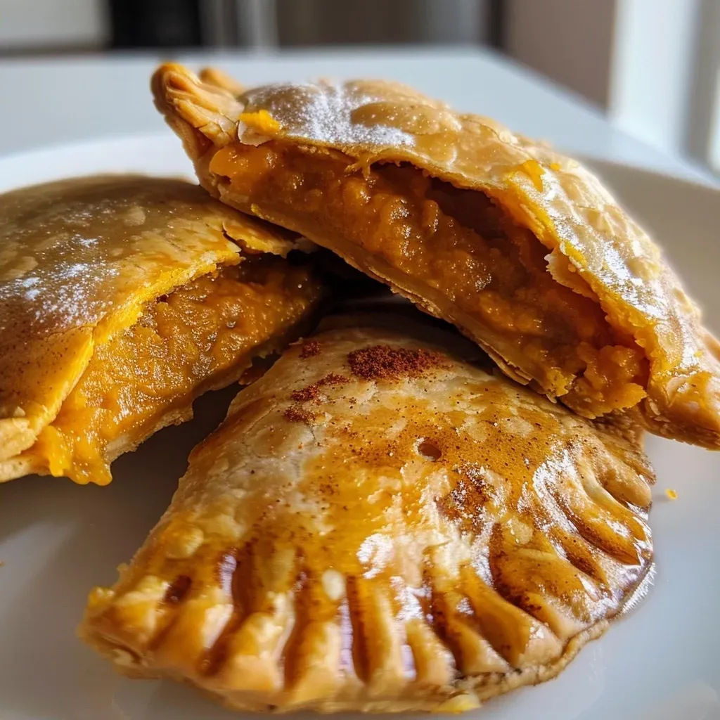Deliciosas empanadillas de calabaza en primer plano.