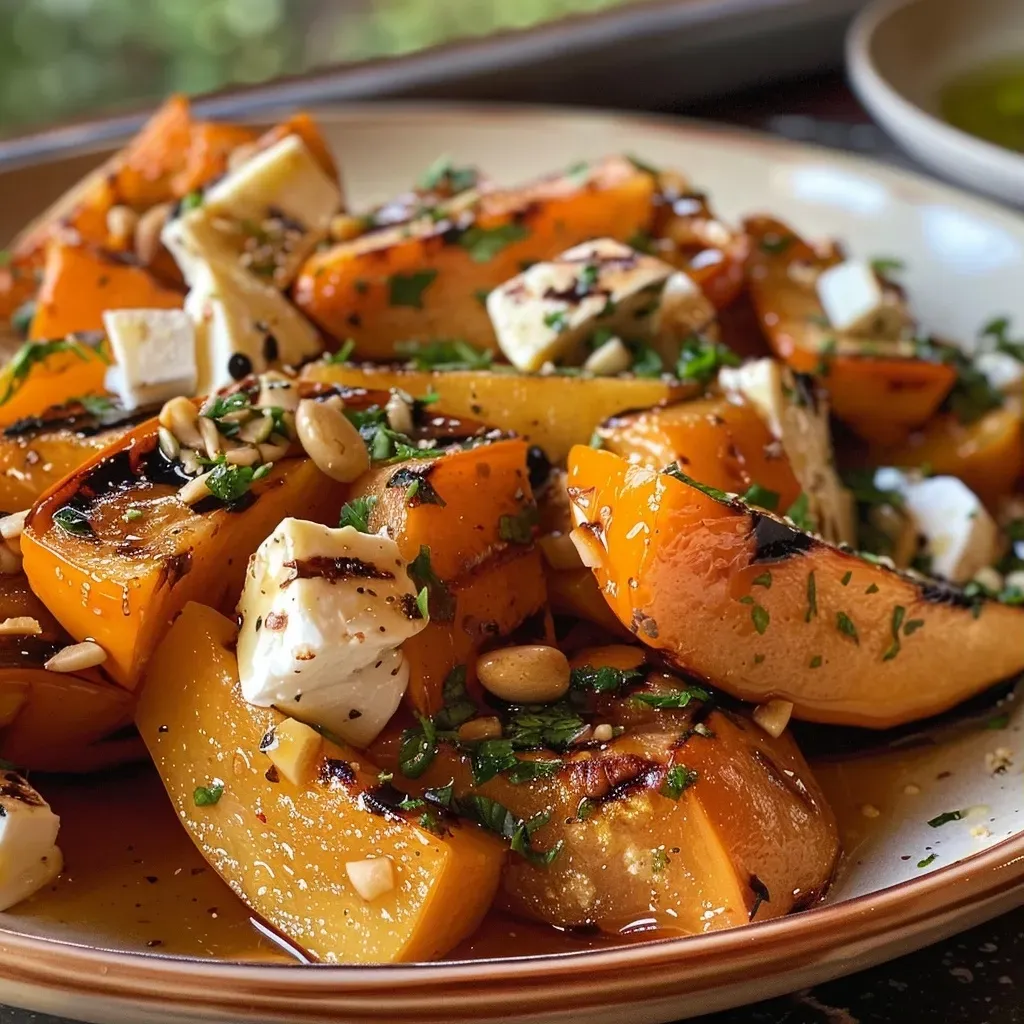 Ensalada de calabaza asada con espinacas y queso feta.