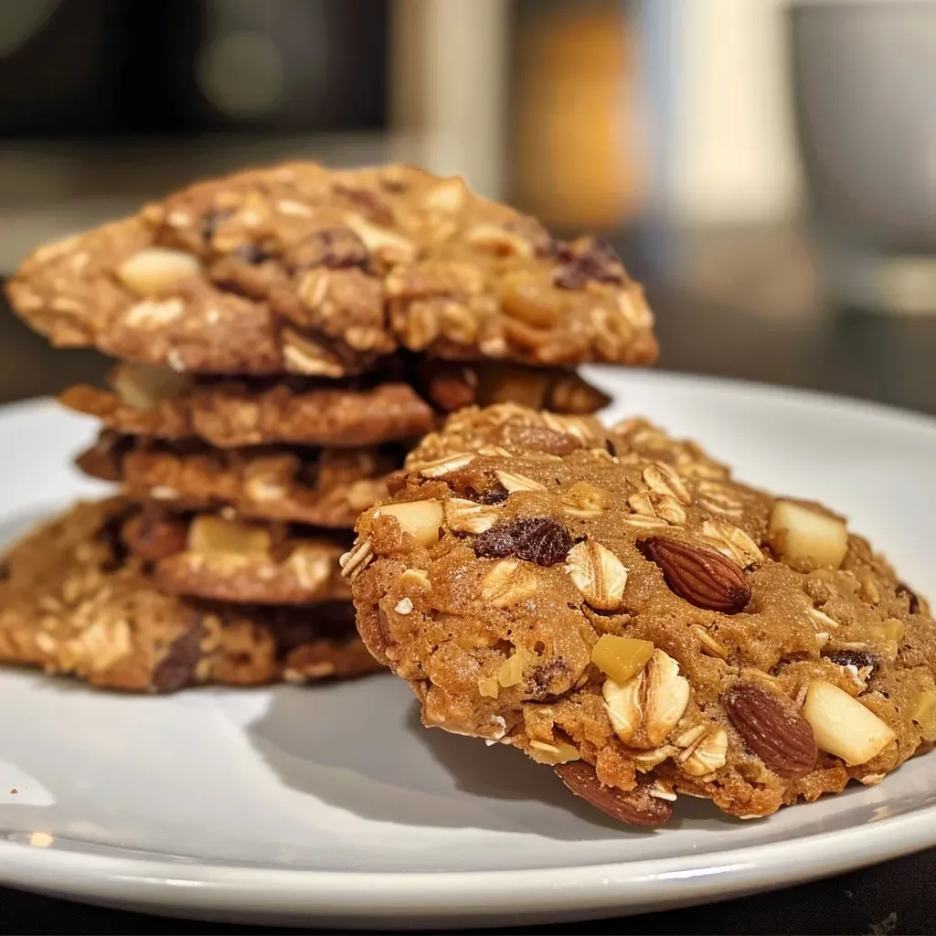 Galletas de higo y nuez en un plato, vistas de lado.