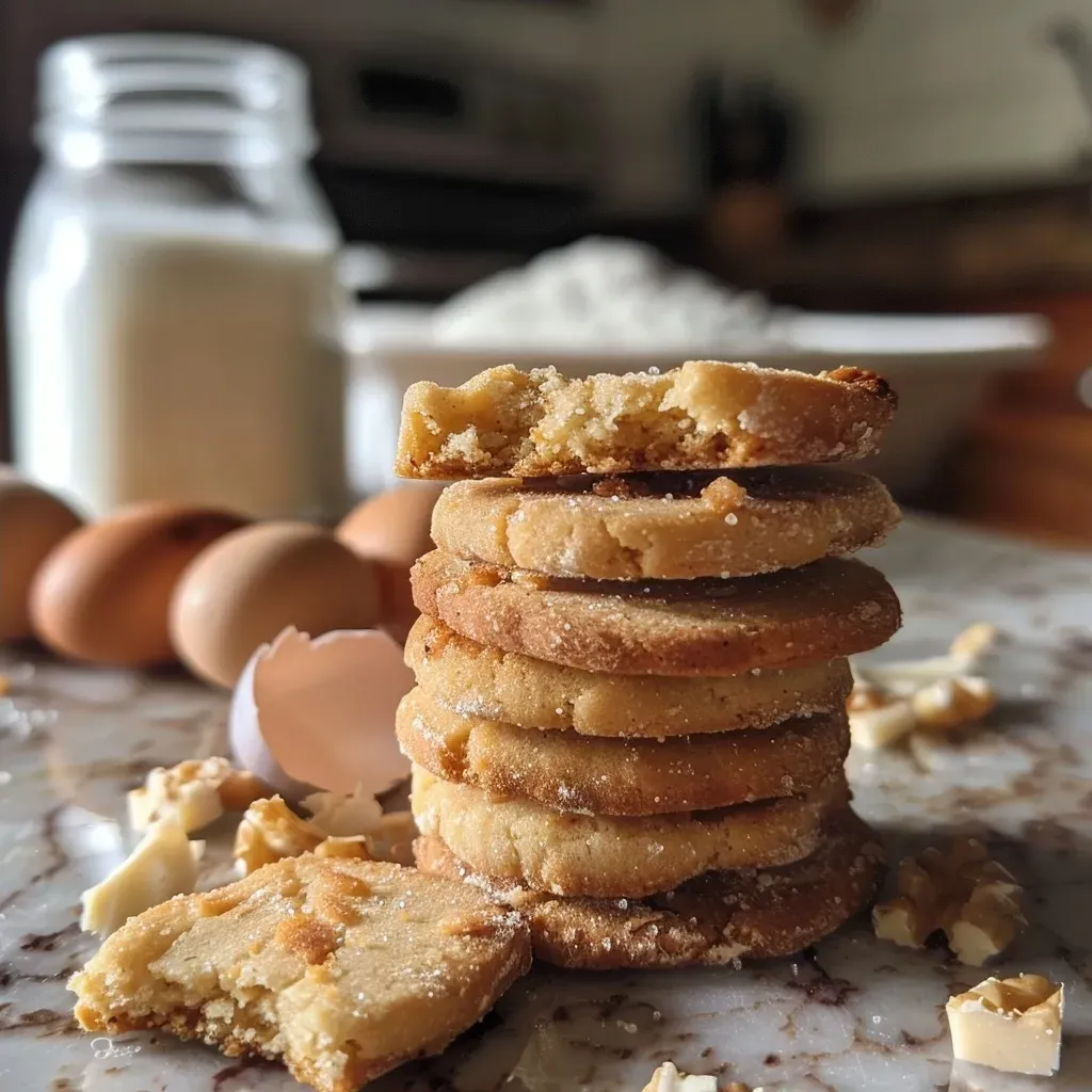 Primer plano de galletas doradas con trozos de nuez.
