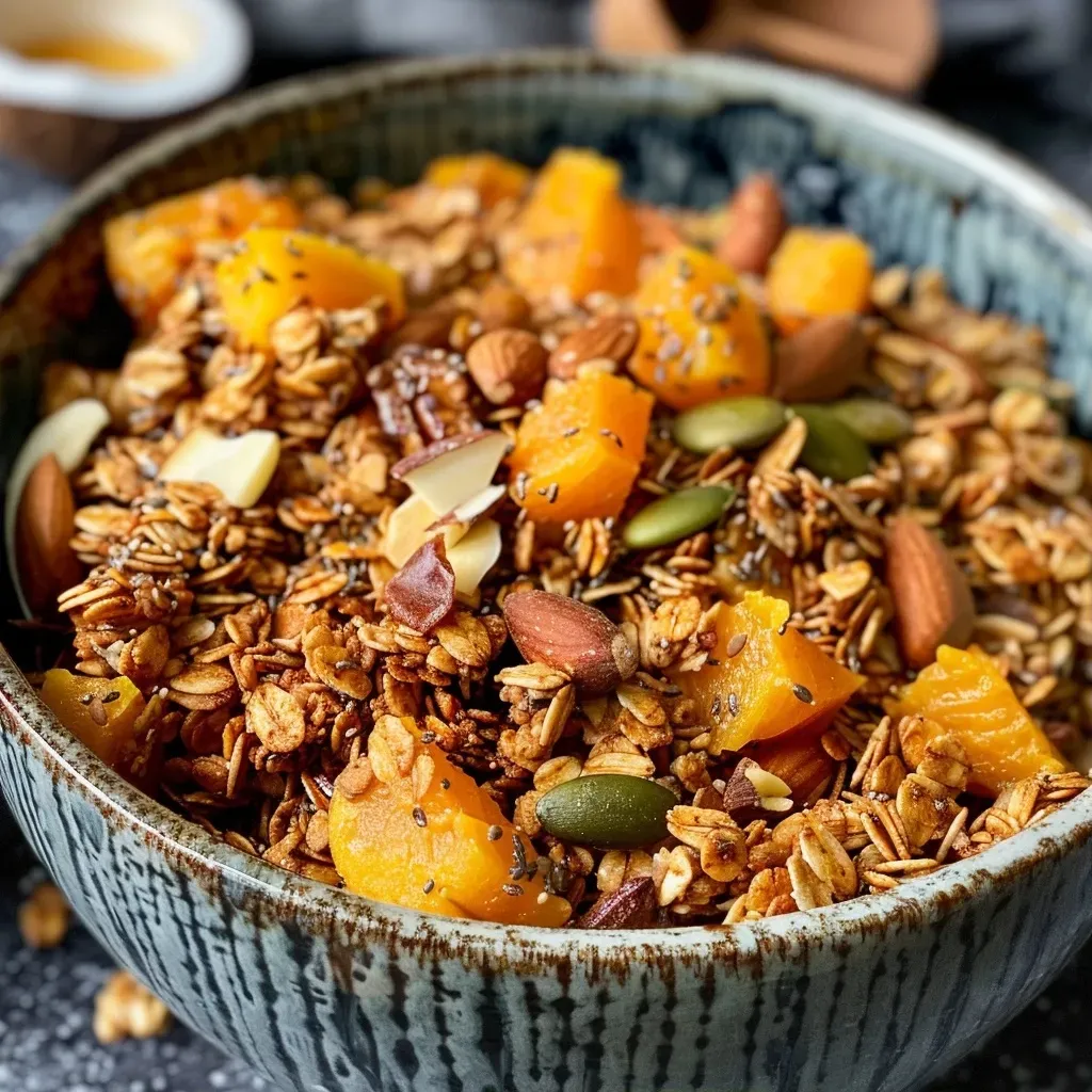 Granola de Especias de Calabaza en un tazón.