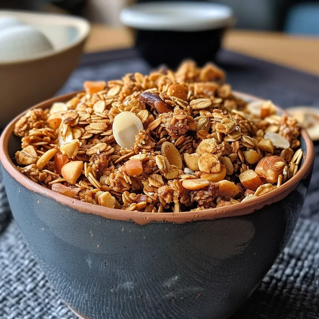 Primer plano de Granola de Especias de Calabaza.