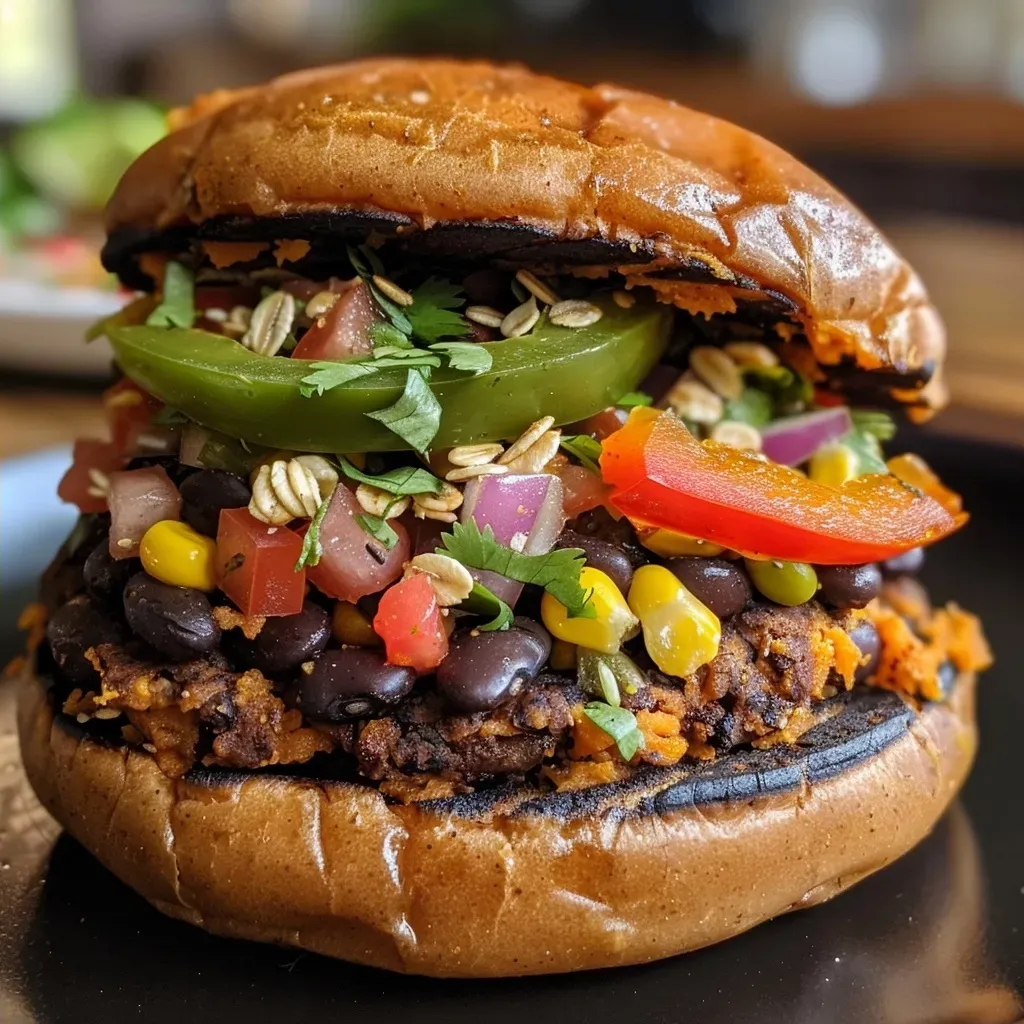 Primer plano de hamburguesas vegetales con ingredientes saludables.