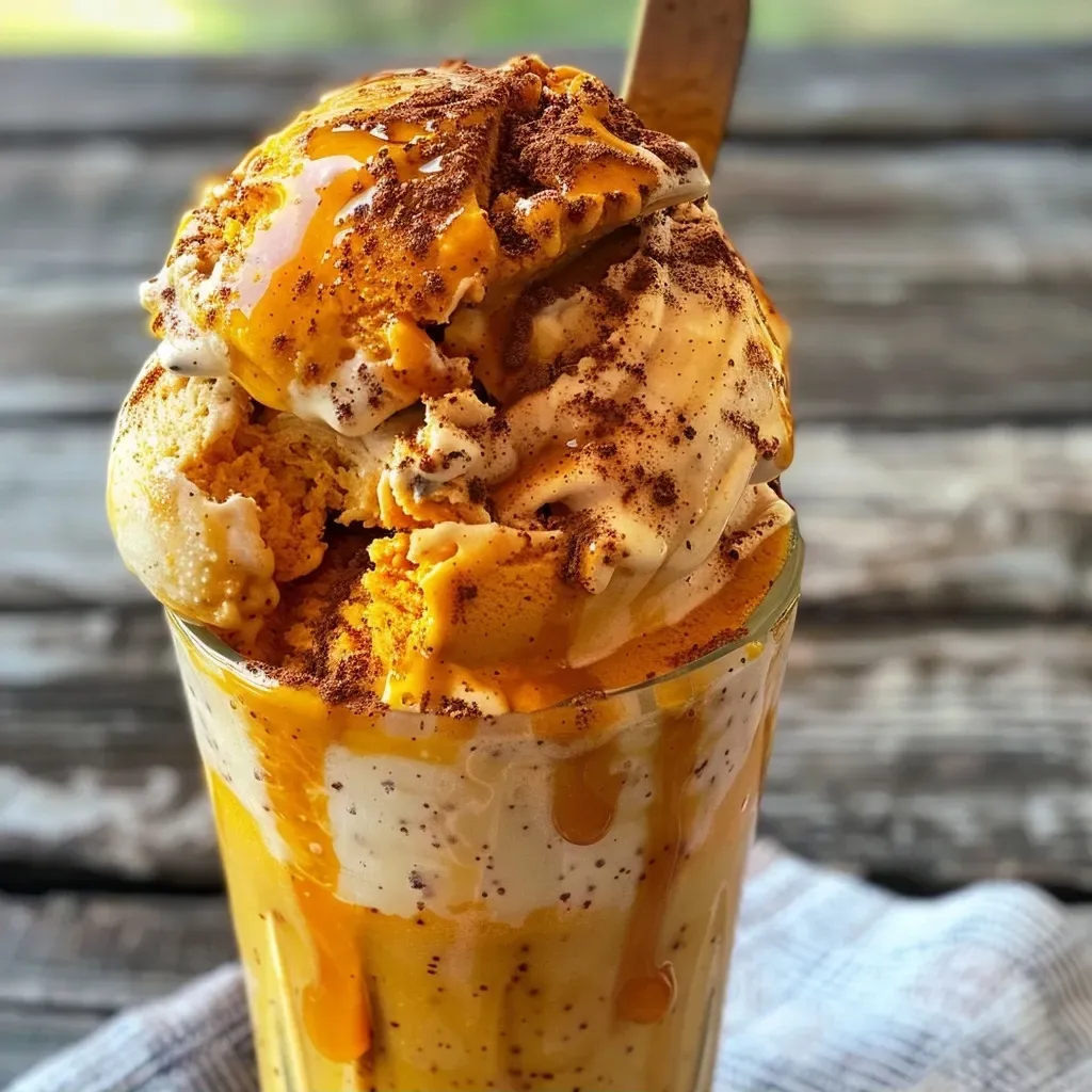 Detalle de helado de calabaza en un tazón.