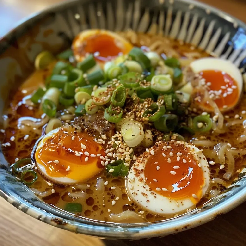 Primer plano de un delicioso Miso Ramen.