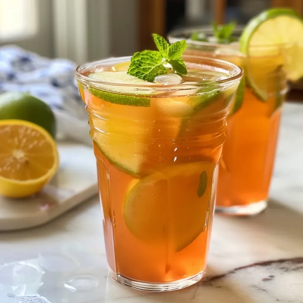Mocktail de manzana refrescante en un vaso con hielo.
