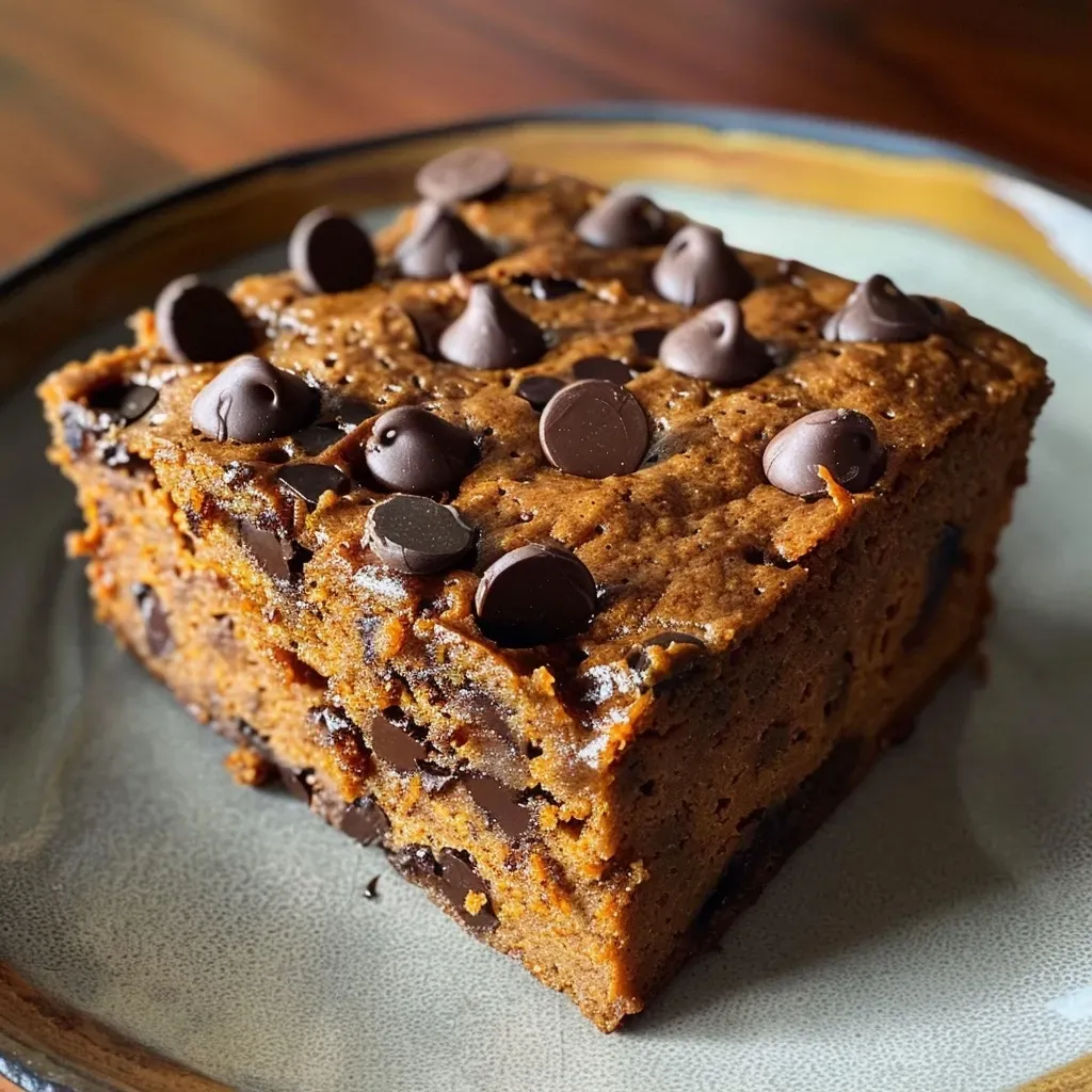 Pan de calabaza con chispas de chocolate, vista lateral.