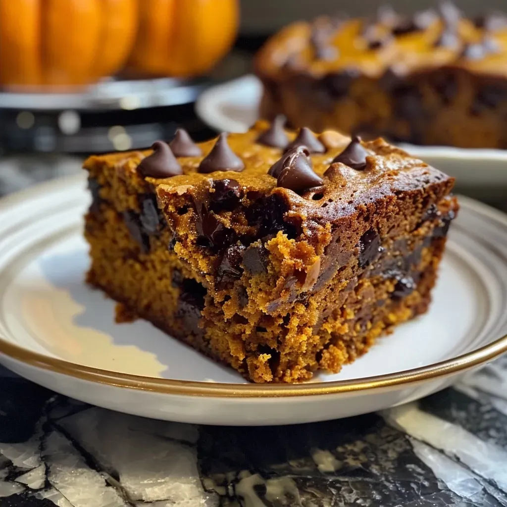 Rebanada de pan de calabaza con chocolate en primer plano.