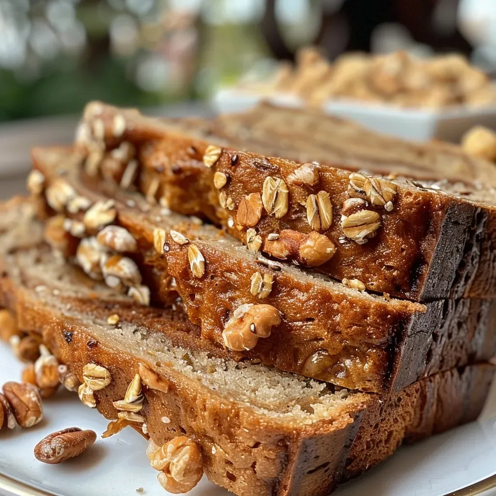 Pan dulce saludable de avena y zanahoria con nueces en un plato.
