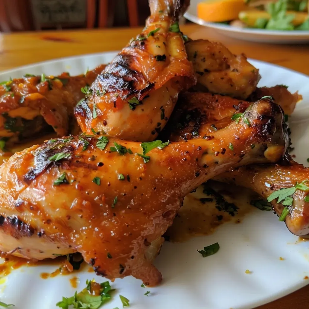 Pollo a la Naranja jugoso en un plato.