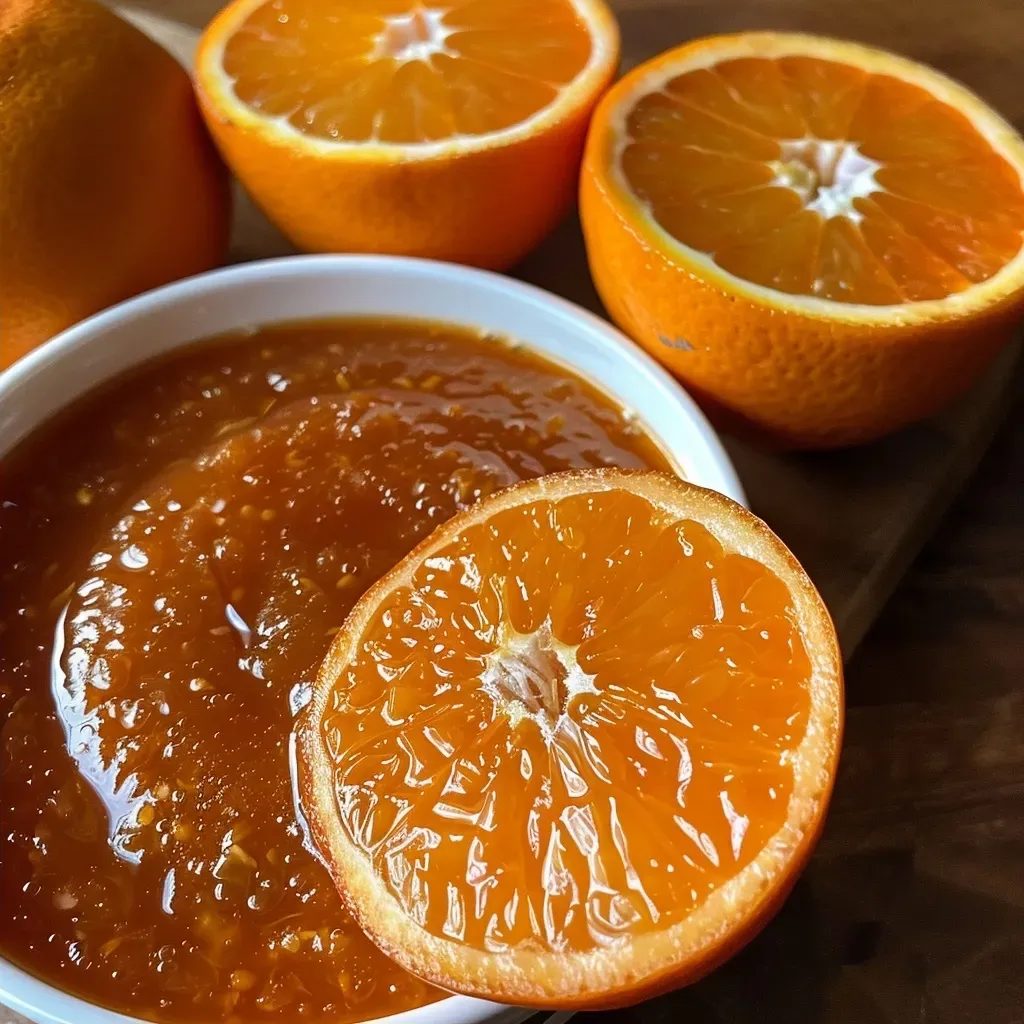 Primer plano de salsa de arándanos y naranja.