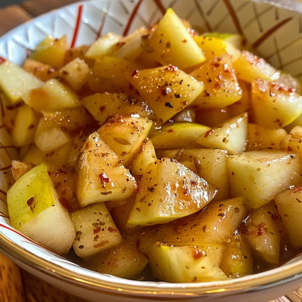 Tazón con salsa de manzana decorado con canela.