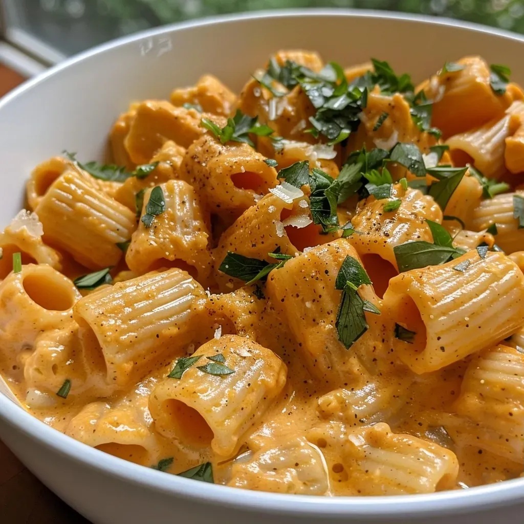 Salsa de pasta vegana de calabaza en un tazón.