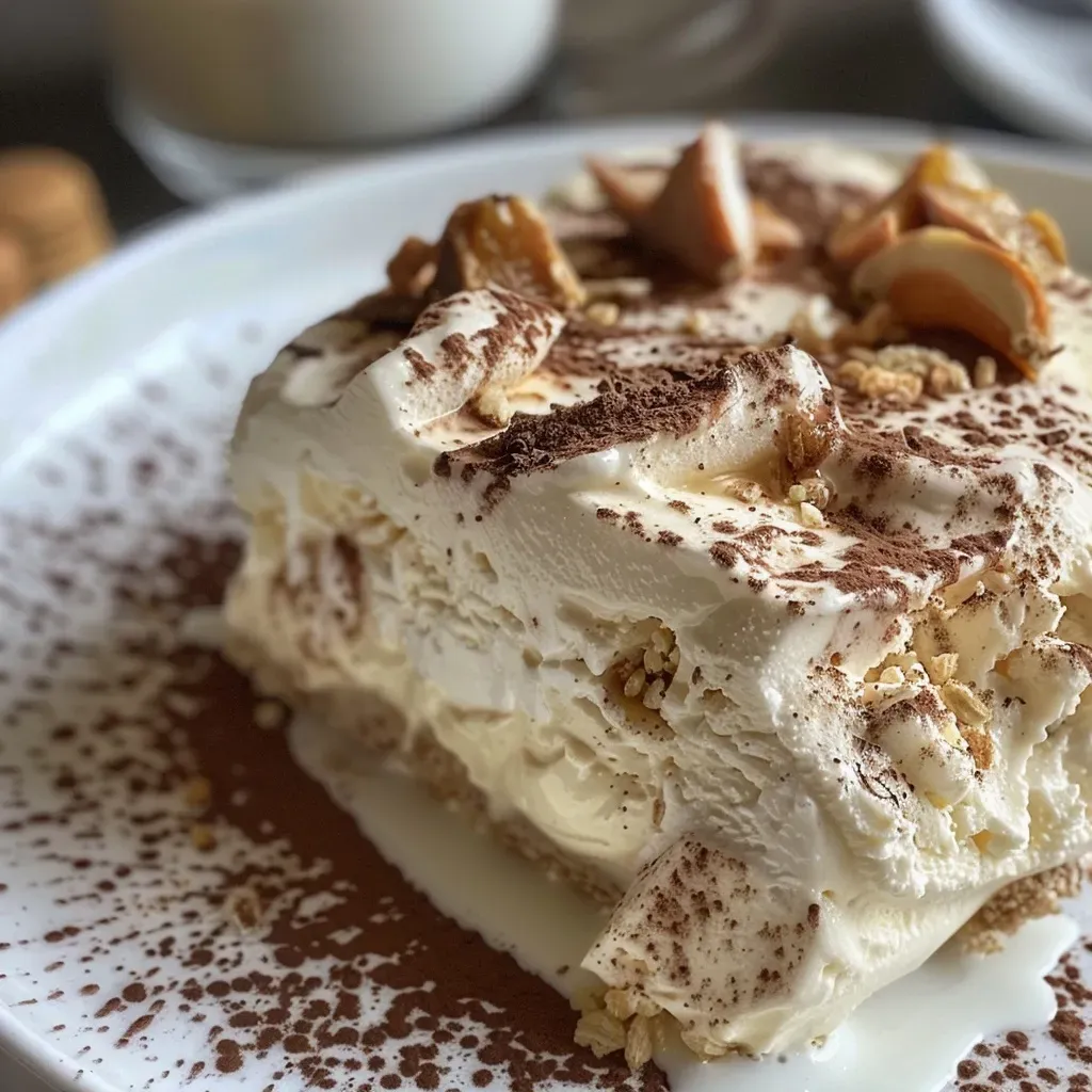 Semifreddo alle Castagne con capas de chocolate y frutas.