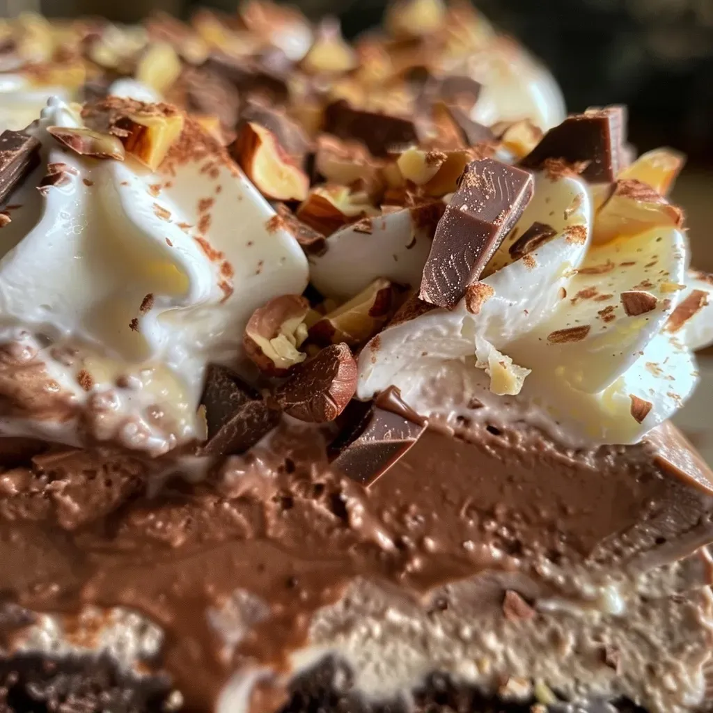 Semifreddo de chocolate y avellanas servido en un plato.
