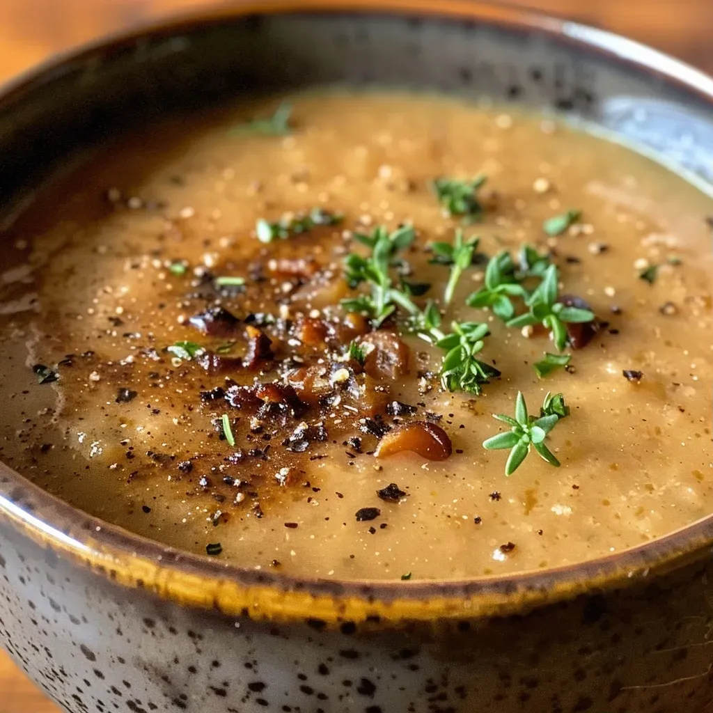 Sopa de castañas asadas en primer plano.