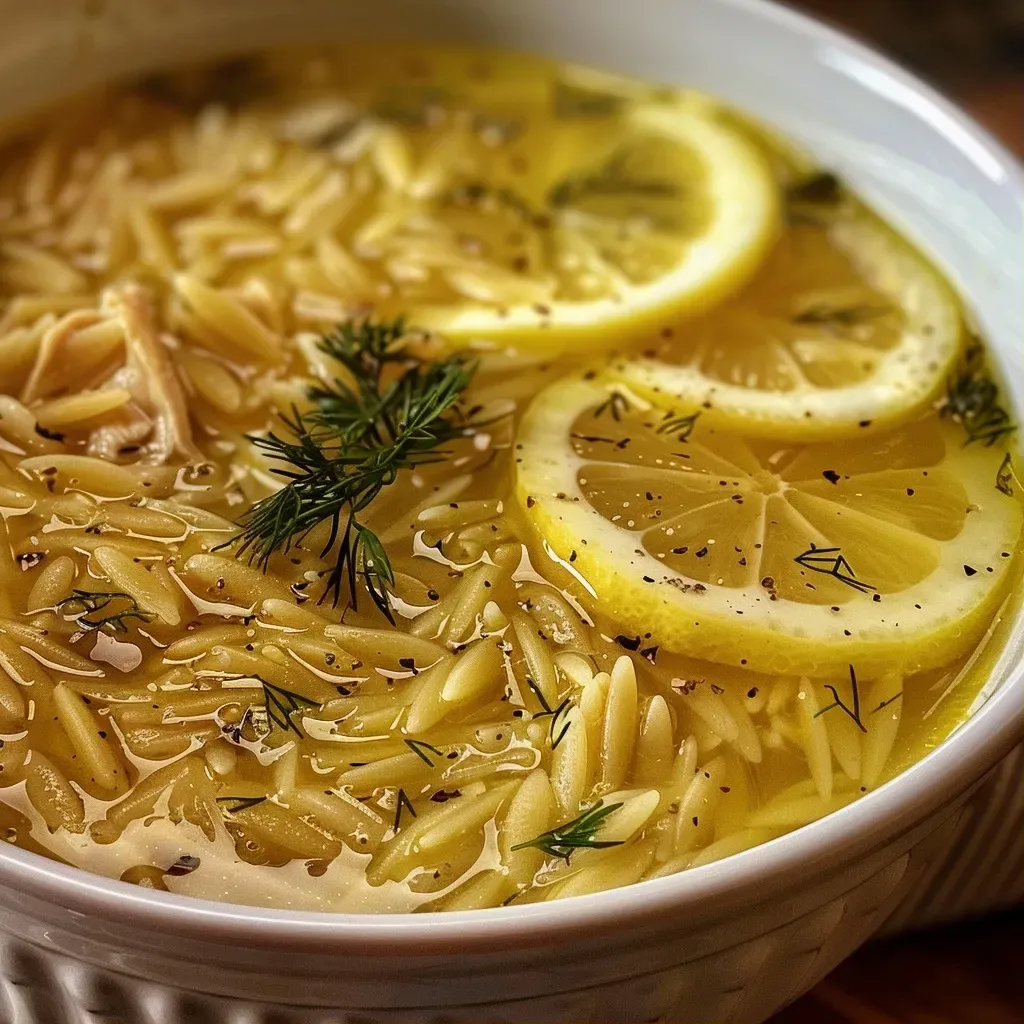 Sopa de orégano con limón servida en un tazón.