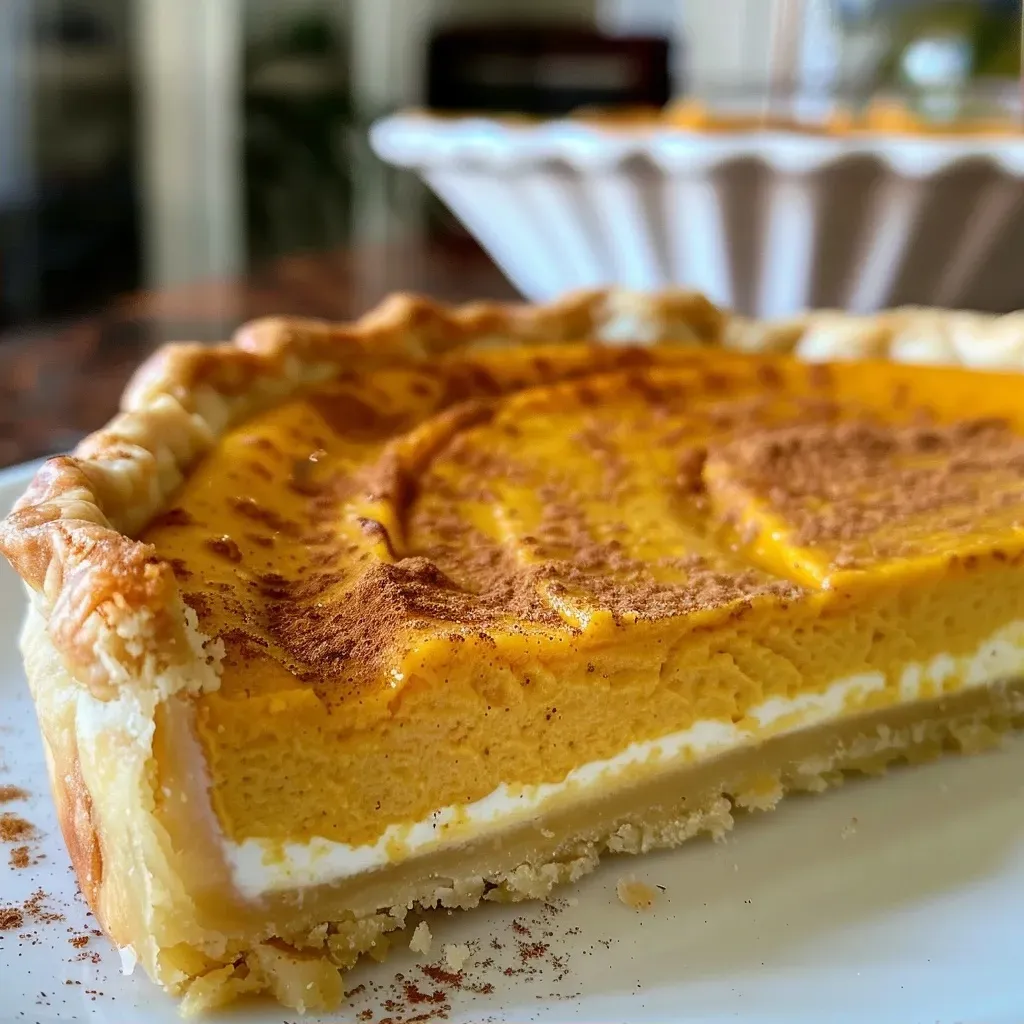 Primer plano de tarta de calabaza y requesón.