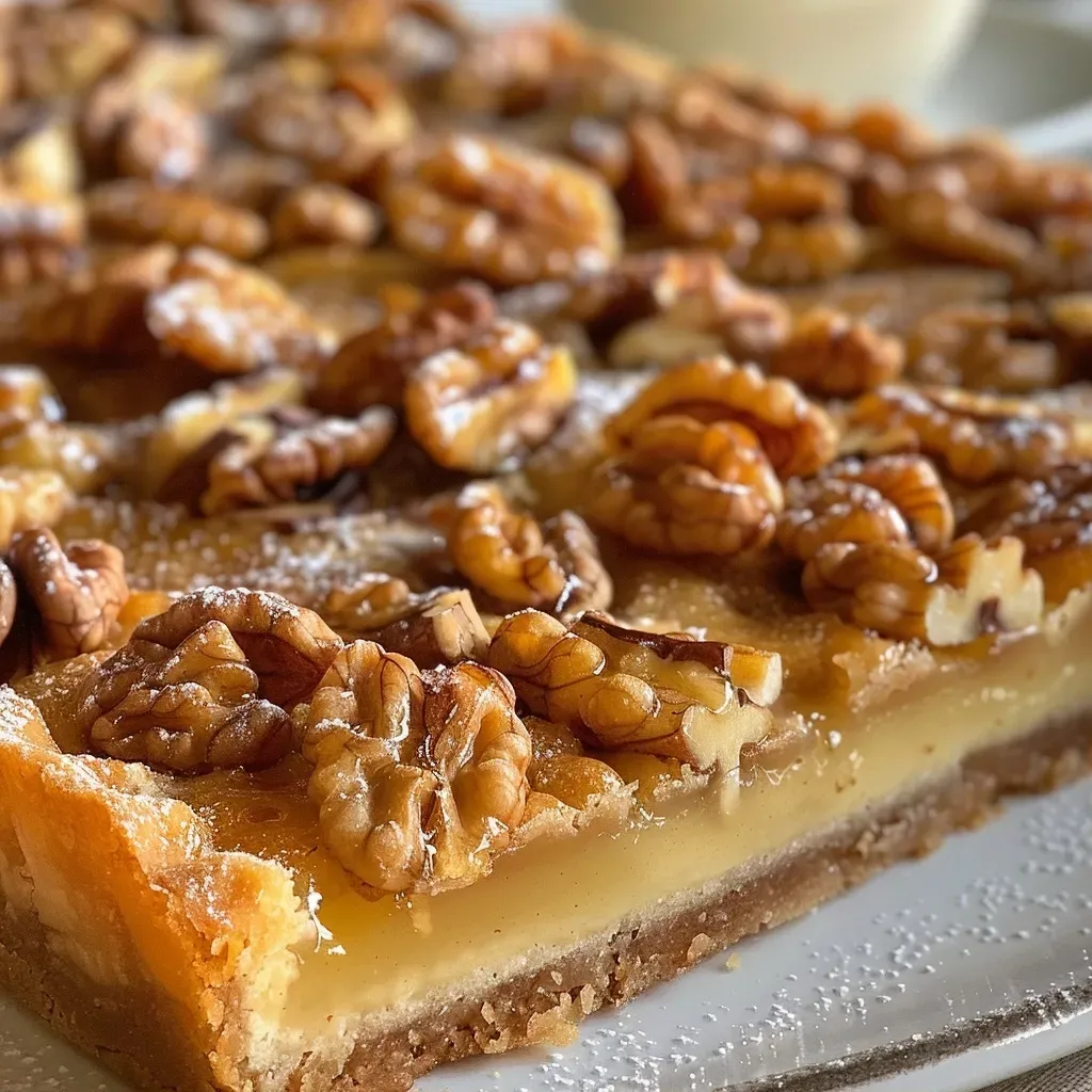 Tarta de nuez de Grenoble con relleno de caramelo y nueces.