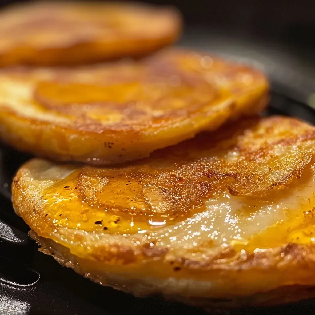 Primer plano de tortitas de manzana recién hechas.