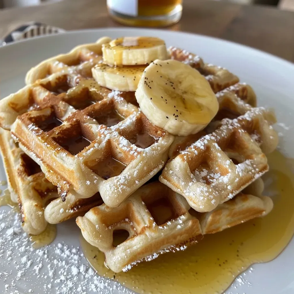 Detalle de waffles de batata vegana con textura crujiente.